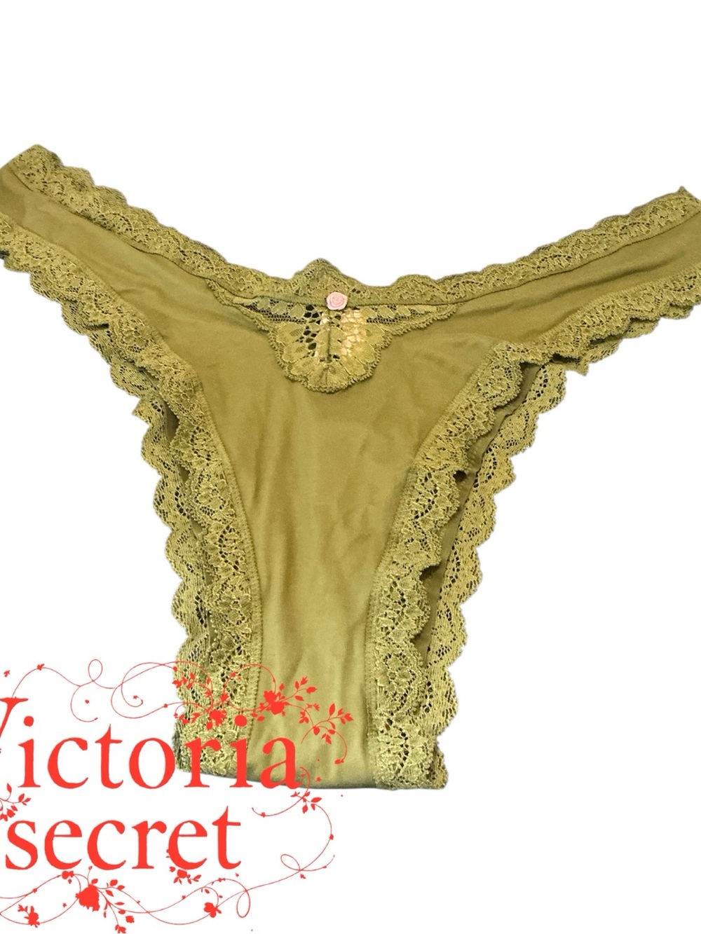 Victoria's Secret Olive Lace-Trim Brazilian